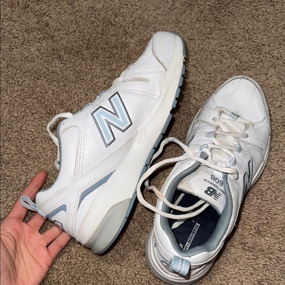 New Balance White and blue Athletic Shoes